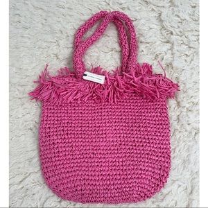 Melrose And Market Pink Raffia Tote Bag
